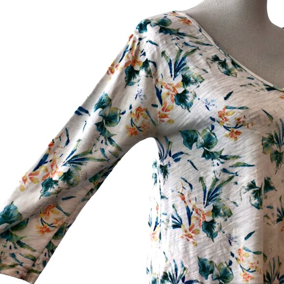Fresh Produce Womens Size S White Floral 100% Cotton Side Pockets T-Shirt Top - Picture 5 of 11